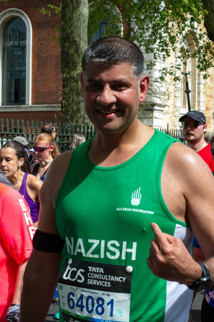 Runner smiling during the 2026 London Marathon