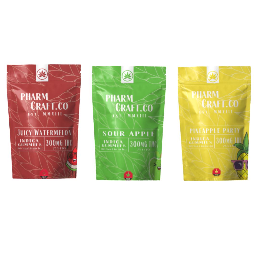 5 Pack Assorted Bundle – 300mg THC Gummies By Pharmcraft