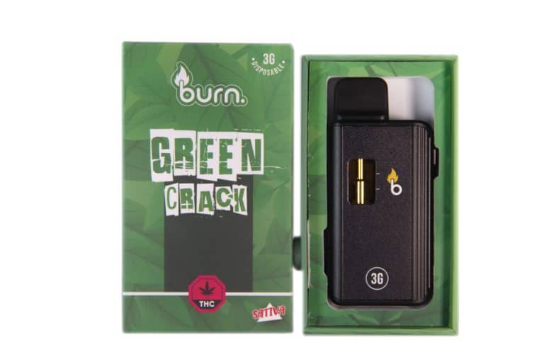 3 Gram Burn Disposable Vapes – Green Crack (Sativa) (3 Gram)